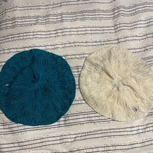 Ardene Teal and Cream Knit Berets